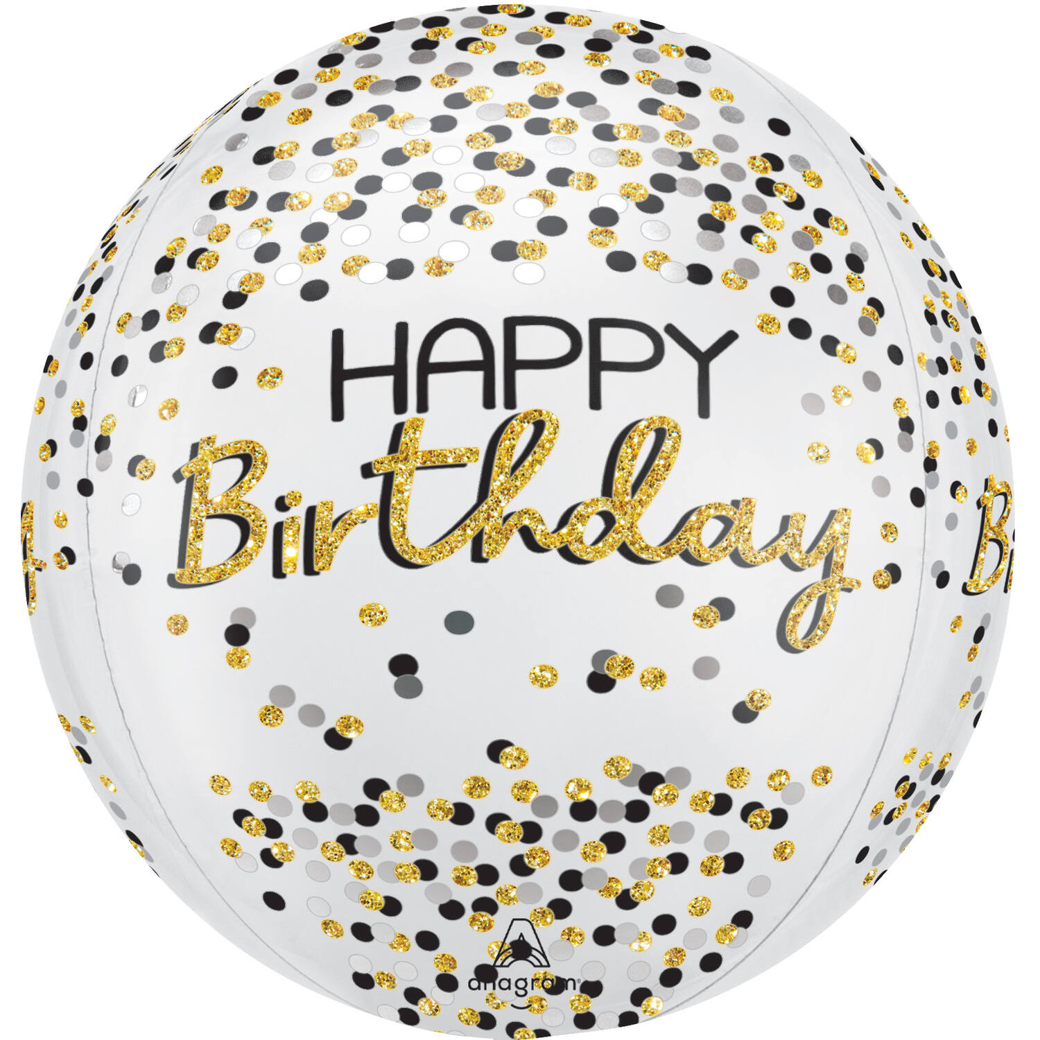 Orbz® - Black Silver Gold "HAPPY Birthday" - 38 x 40 cm